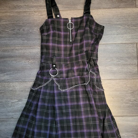 Killstar reagan pinafore purple gingham dress☆ - Picture 2 of 3